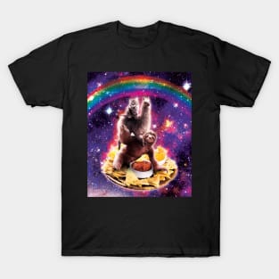 Space Cat Llama Sloth Riding Nachos T-Shirt